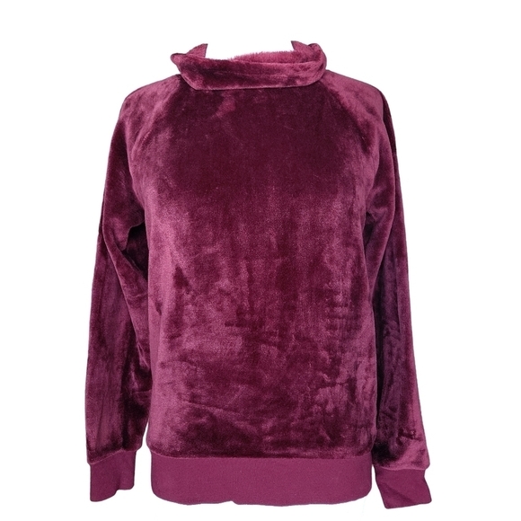 GAIAM Women's Wine Faux-Fur Cowl Neck Top Size S - Picture 2 of 12
